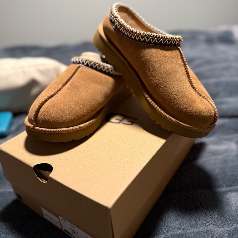 UGG Tan Suede Slip-On Shoes with Trim